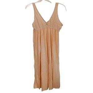 Vintage inspired light peach lace top night slip
